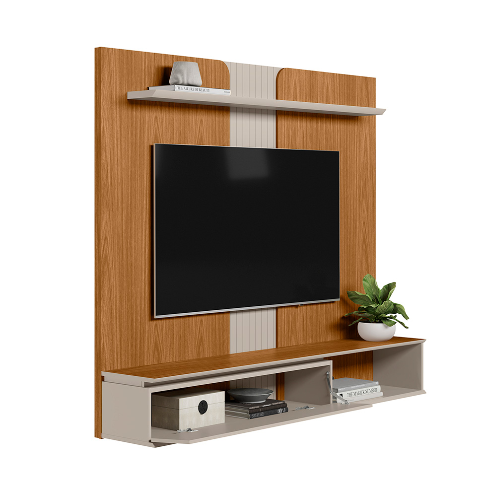 Painel para TV até 65 Polegadas Friburgo 1 PT Nature e Off White