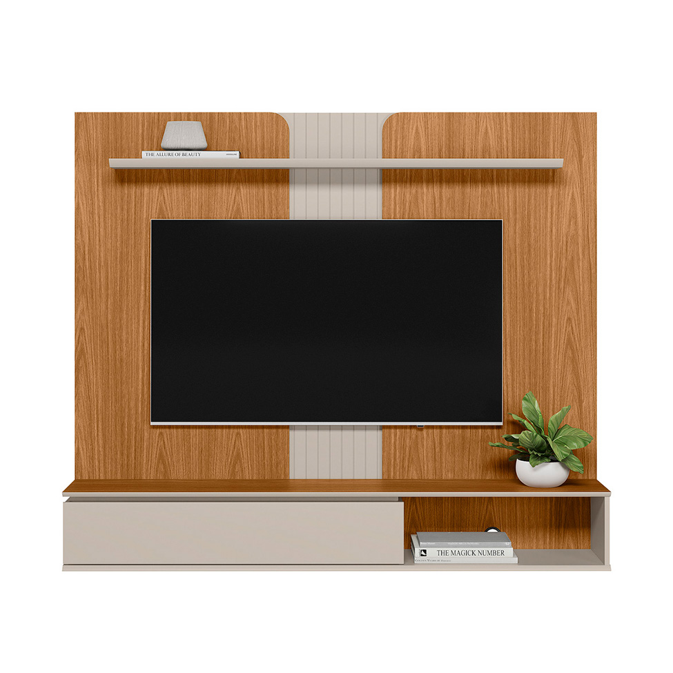 Painel para TV até 65 Polegadas Friburgo 1 PT Nature e Off White
