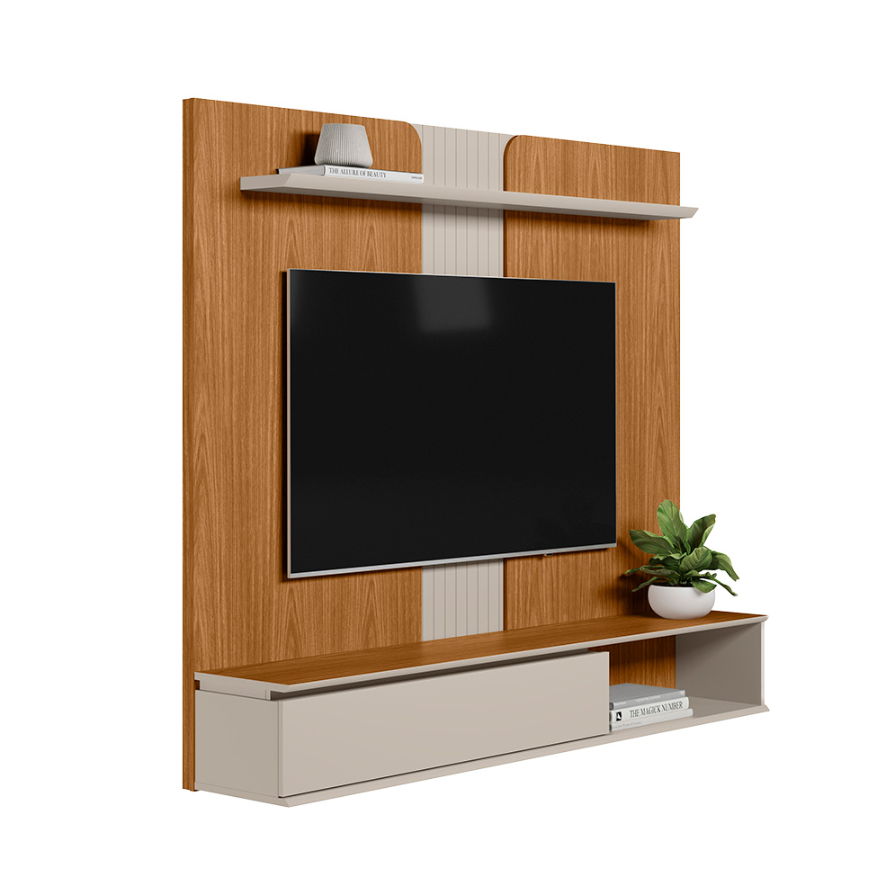Painel para TV até 65 Polegadas Friburgo 1 PT Nature e Off White
