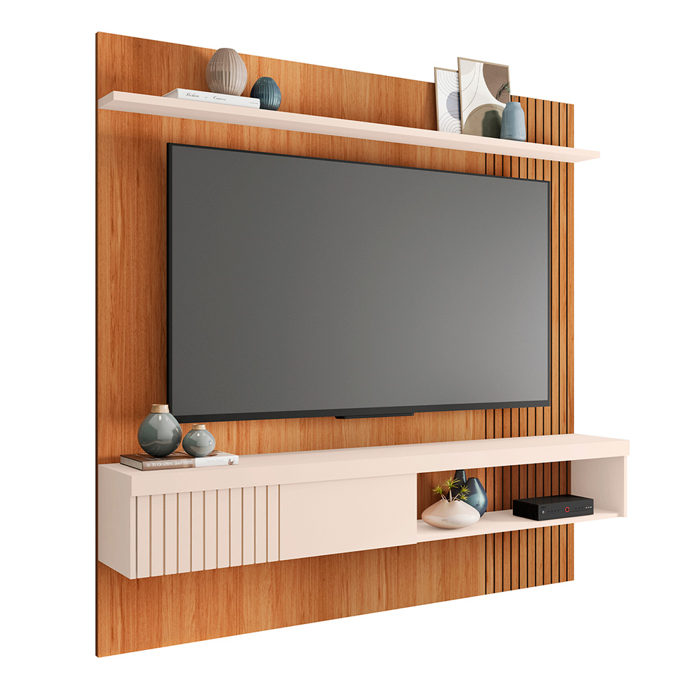 Painel para TV até 65 Polegadas Jade 1 PT Freijó e Off White 150 cm