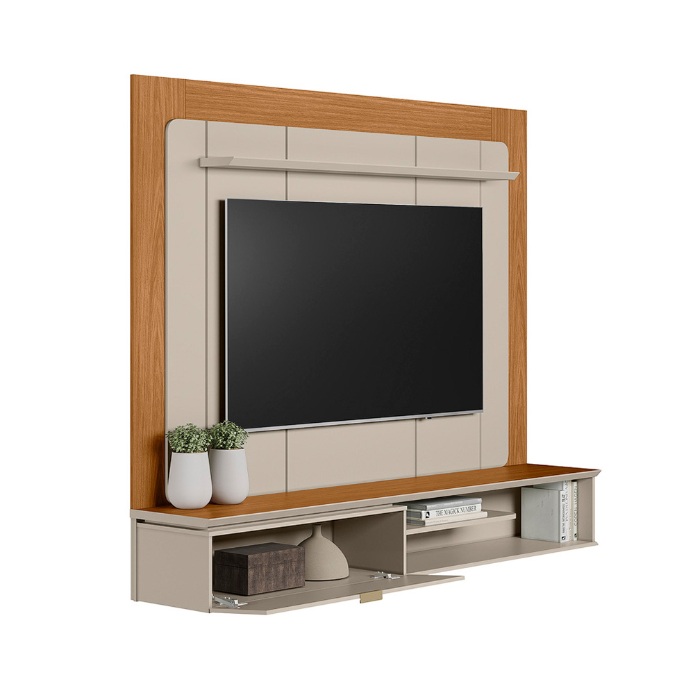 Painel para TV até 65 Polegadas Lugano 1 PT  Nature e Off White