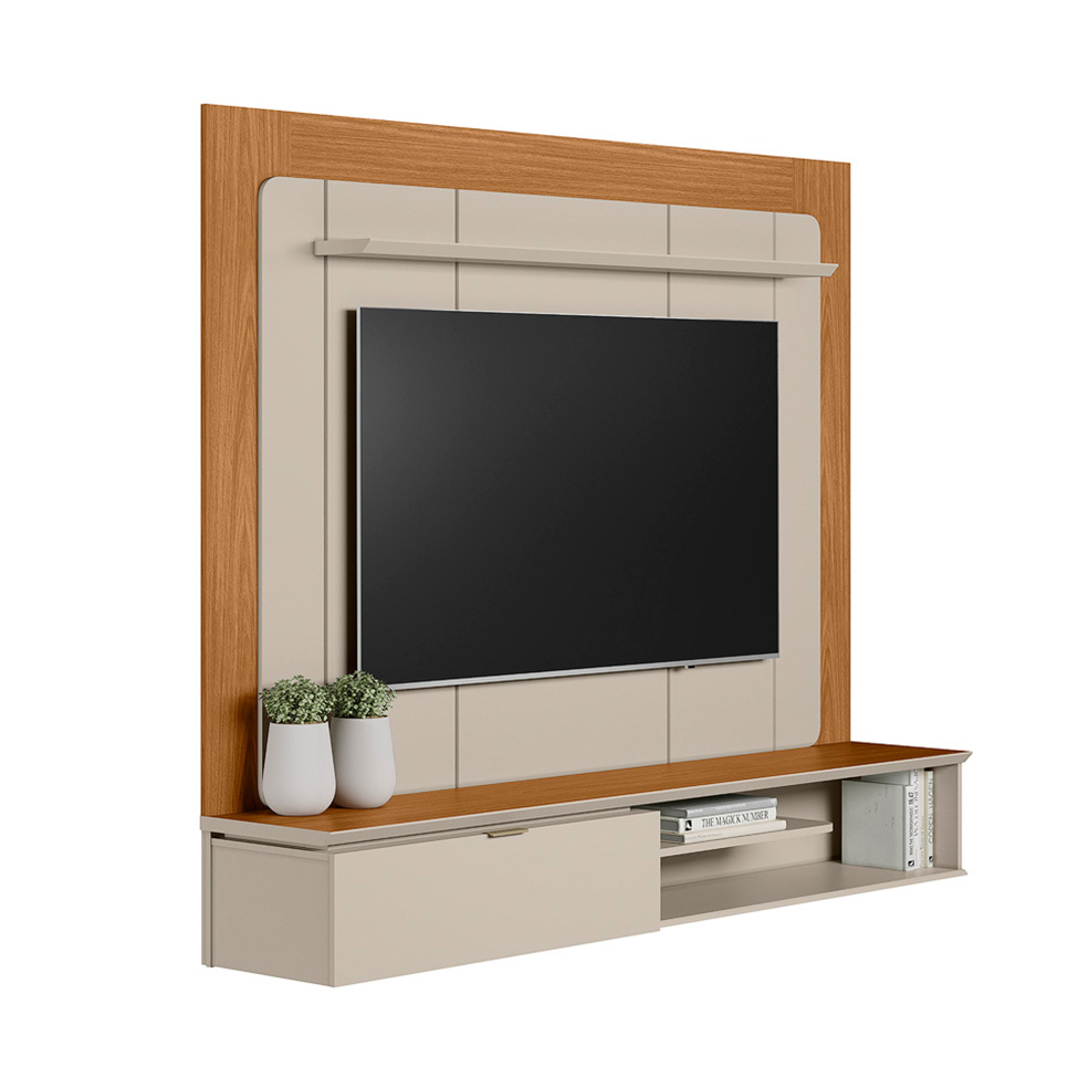Painel para TV até 65 Polegadas Lugano 1 PT  Nature e Off White