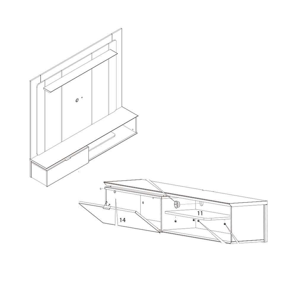 Painel para TV até 65 Polegadas Lugano 1 PT  Nature e Off White