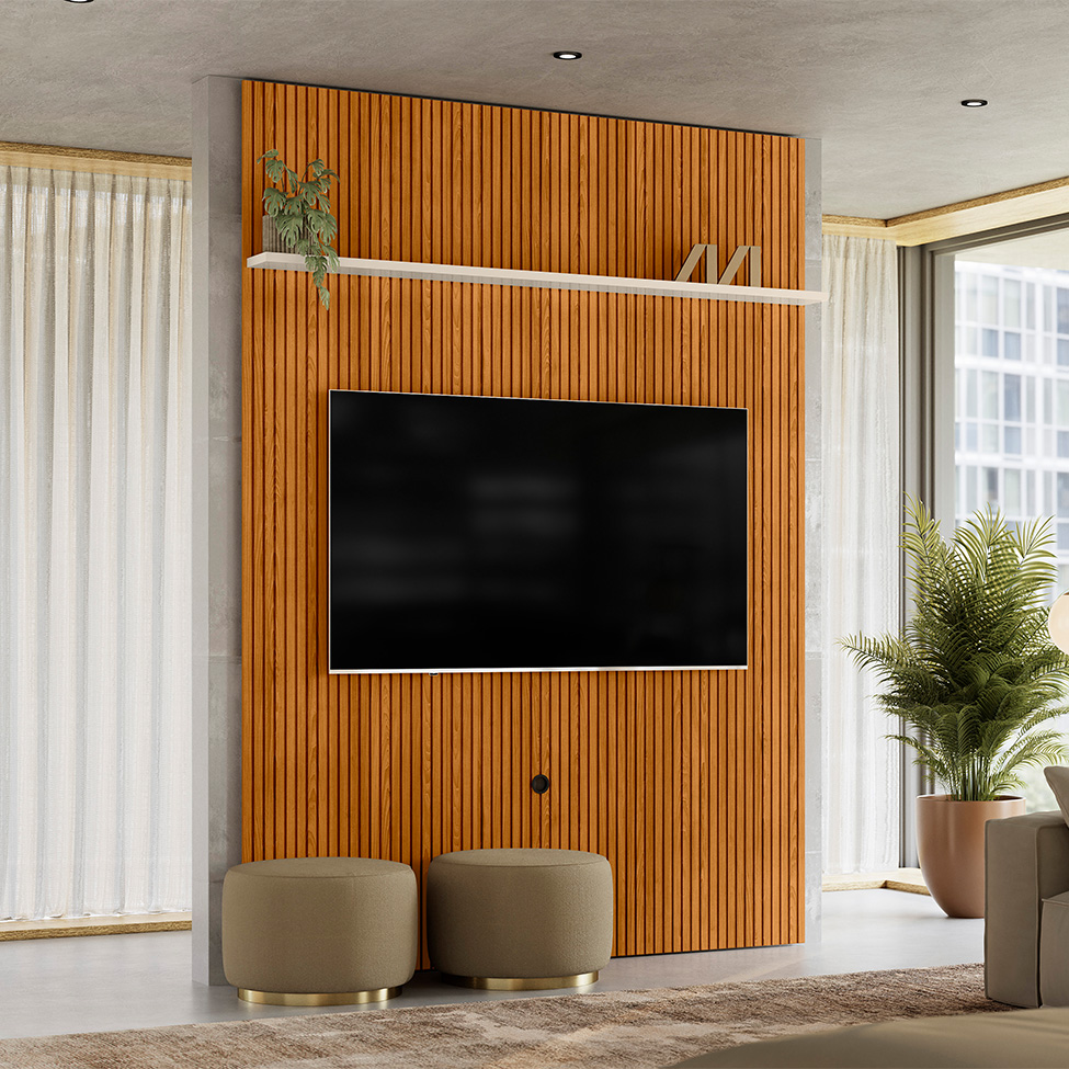 Painel para TV até 65 Polegadas New Interlagos Cinamomo e Off White
