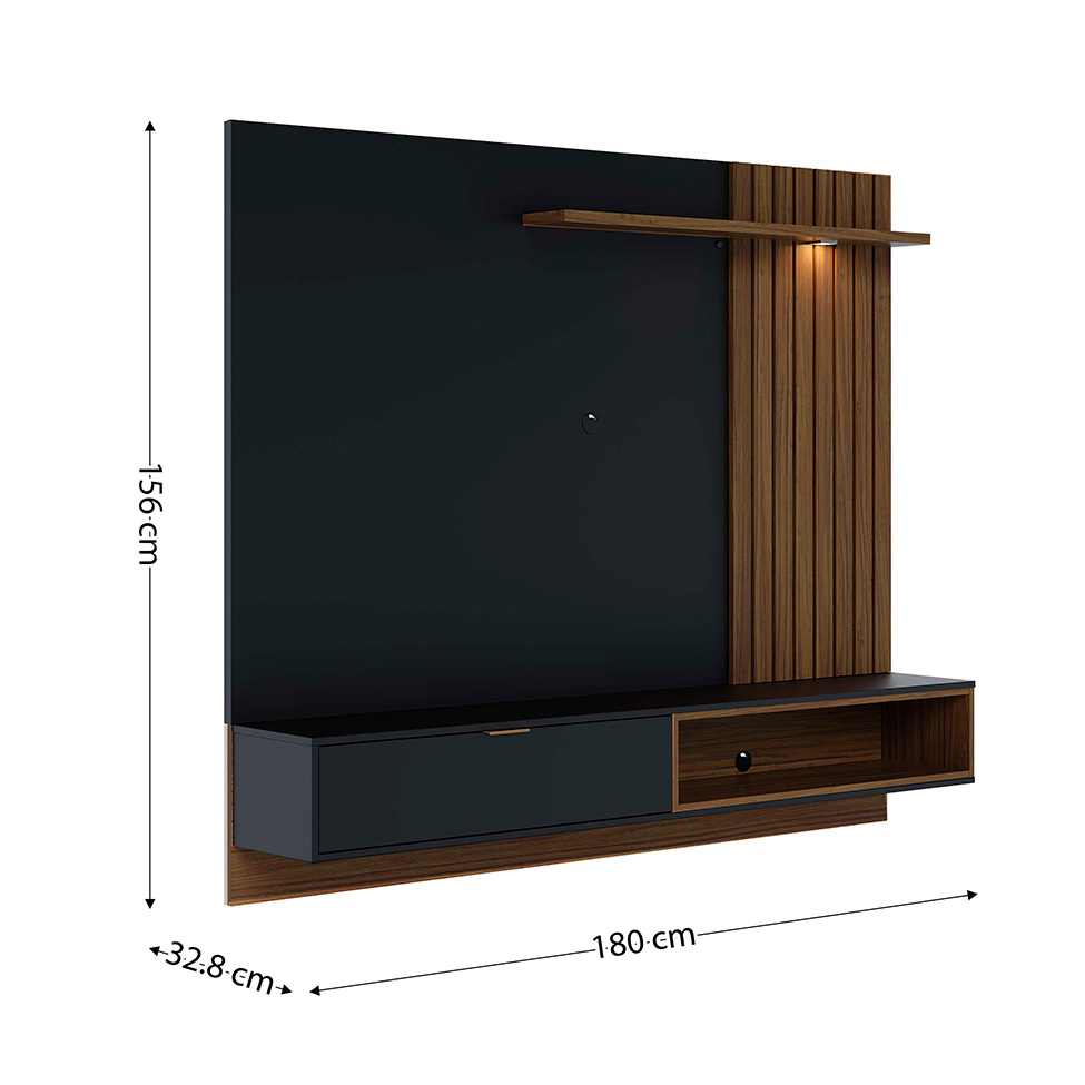 Painel para TV até 65 Polegadas Tocantis com LED 1 PT Preto e Noce
