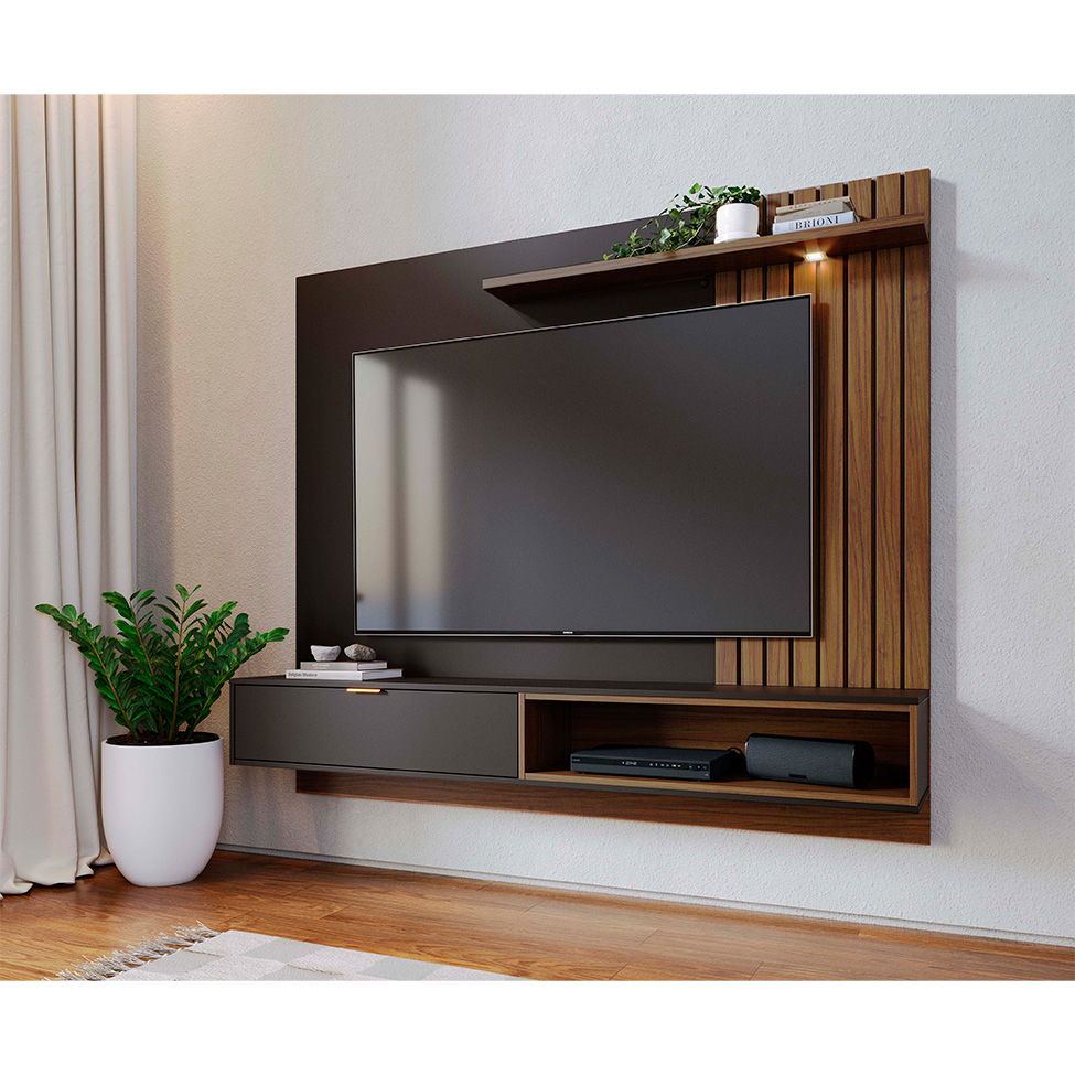 Painel para TV até 65 Polegadas Tocantis com LED 1 PT Preto e Noce