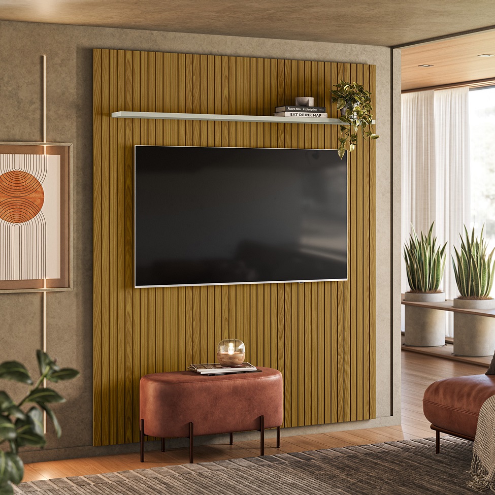 Painel para TV até 65 Polegadas Uno Cedro e Off White