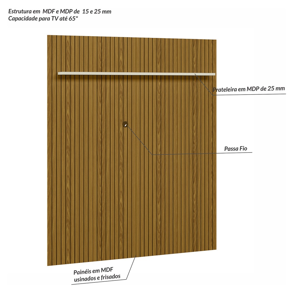 Painel para TV até 65 Polegadas Uno Cedro e Off White