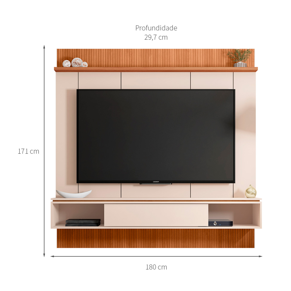 Painel para TV até 65 Polegadas Vênus Off White e Freijó