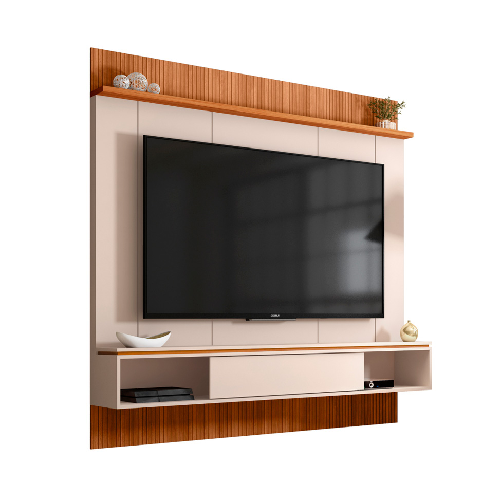 Painel para TV até 65 Polegadas Vênus Off White e Freijó