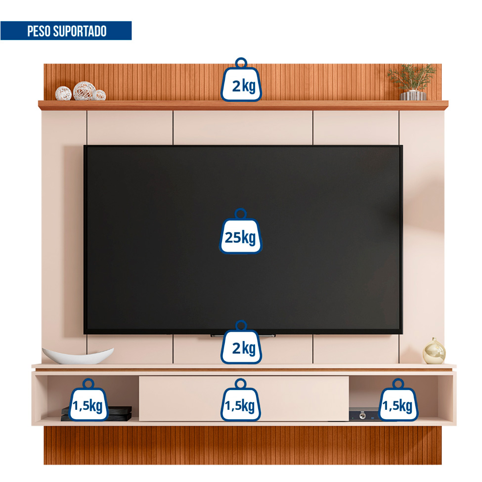 Painel para TV até 65 Polegadas Vênus Off White e Freijó