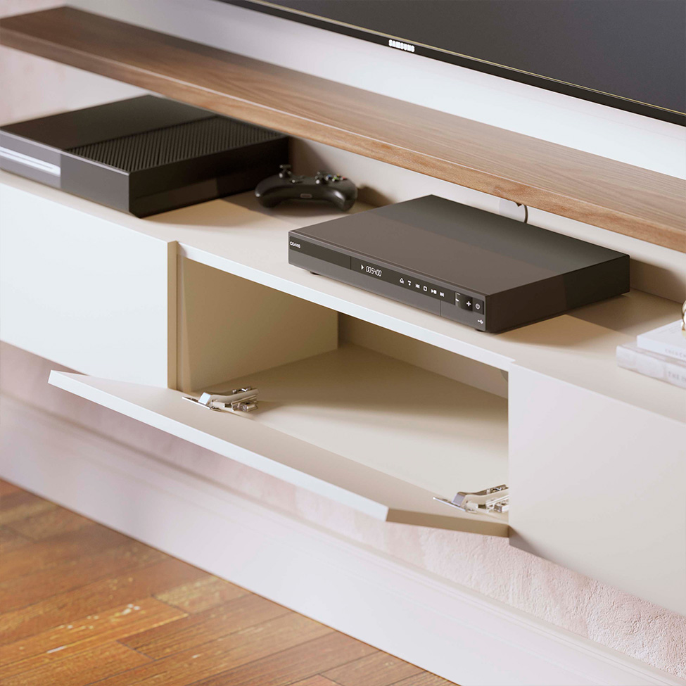 Painel para TV até 70 Polegadas Juriti 2 Portas Off White e Amêndoa