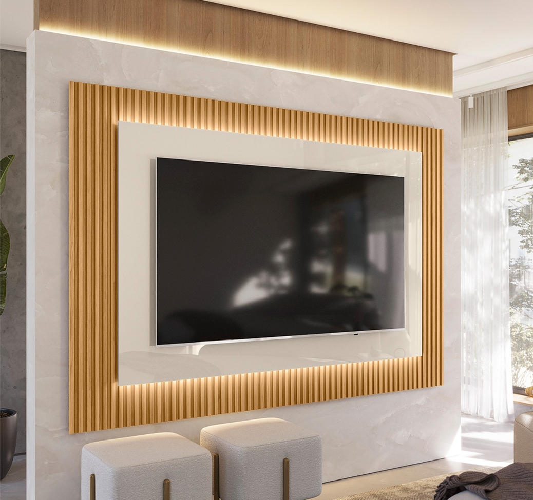 Painel para TV até 70 Polegadas Owen com LED Tauari e Off White