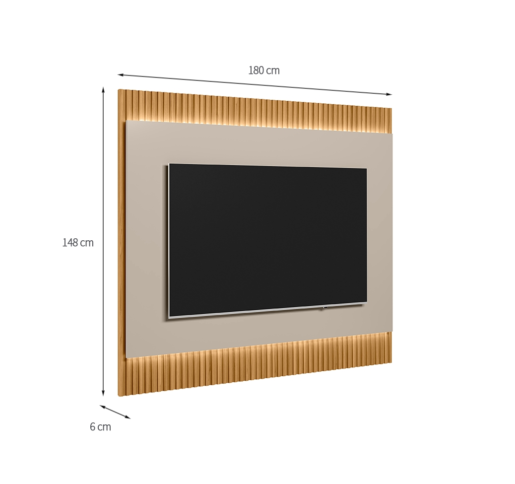 Painel para TV até 70 Polegadas São Paulo com LED Tauari e Off White 180 cm