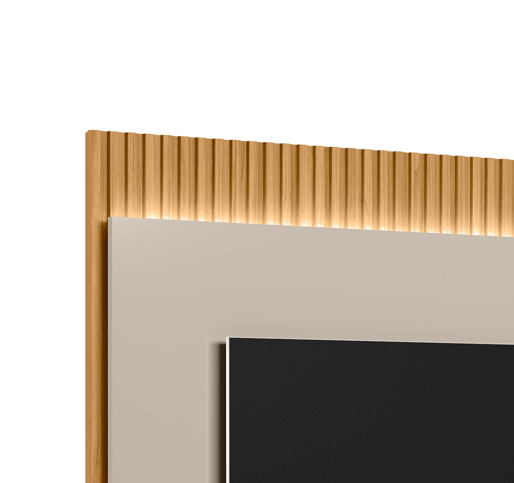 Painel para TV até 70 Polegadas São Paulo com LED Tauari e Off White 180 cm