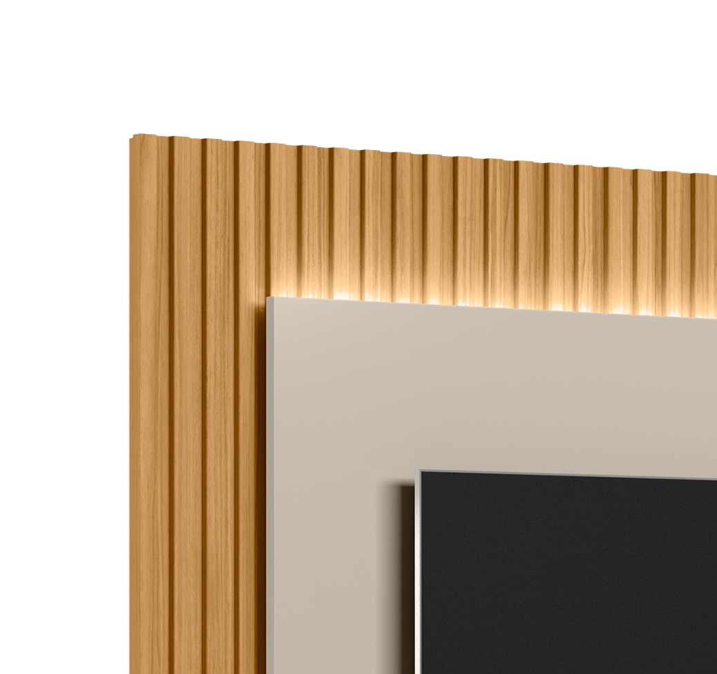 Painel para TV até 70 Polegadas São Paulo com LED Tauari e Off White 200 cm