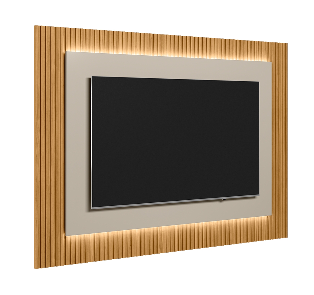 Painel para TV até 70 Polegadas São Paulo com LED Tauari e Off White 220 cm