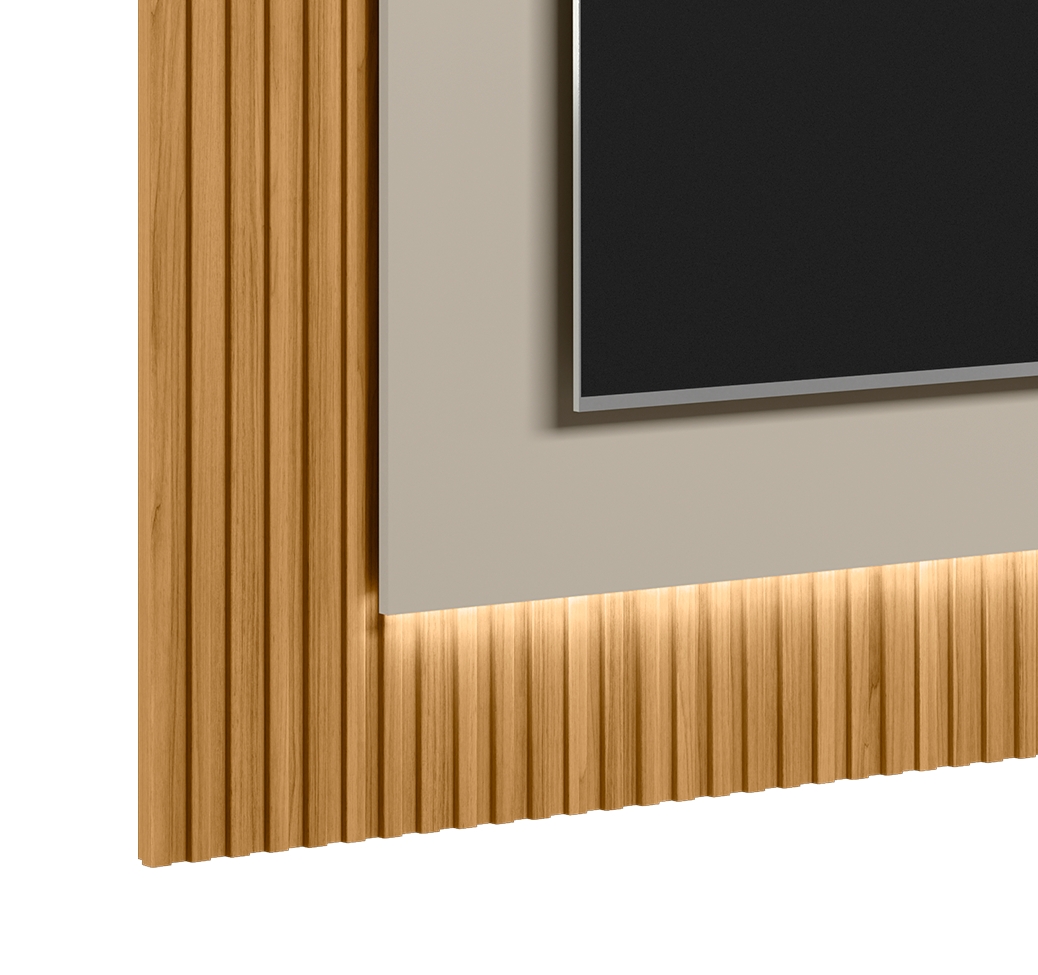 Painel para TV até 70 Polegadas São Paulo com LED Tauari e Off White 220 cm