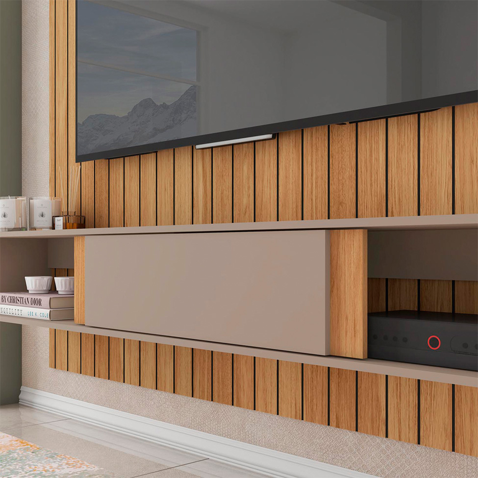 Painel para TV até 70 Polegas Boreal 1 PT Buriti e Cacao