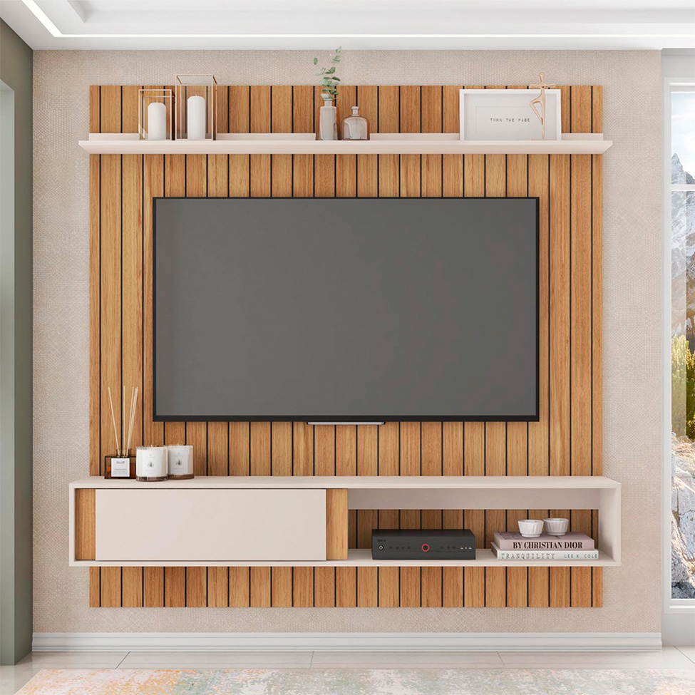 Painel para TV até 70 Polegas Boreal 1 PT Buriti e Off White