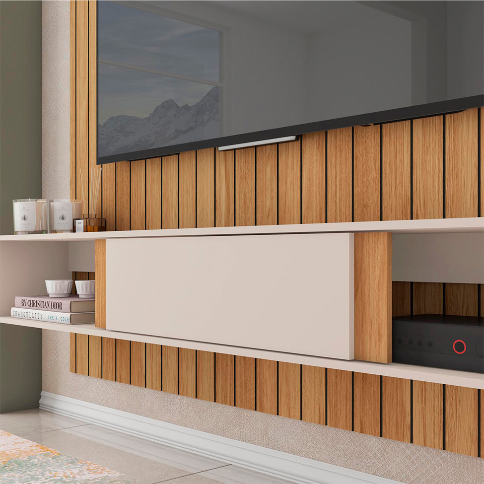 Painel para TV até 70 Polegas Boreal 1 PT Buriti e Off White