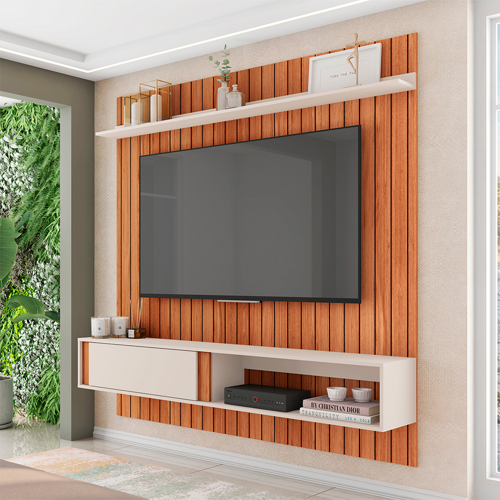 Painel para TV até 70 Polegas Boreal 1 PT Freijó e Off White