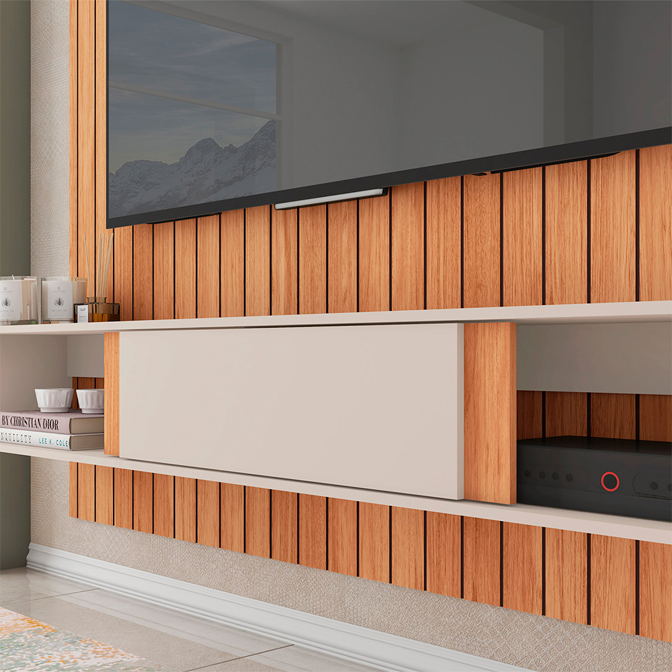 Painel para TV até 70 Polegas Boreal 1 PT Freijó e Off White