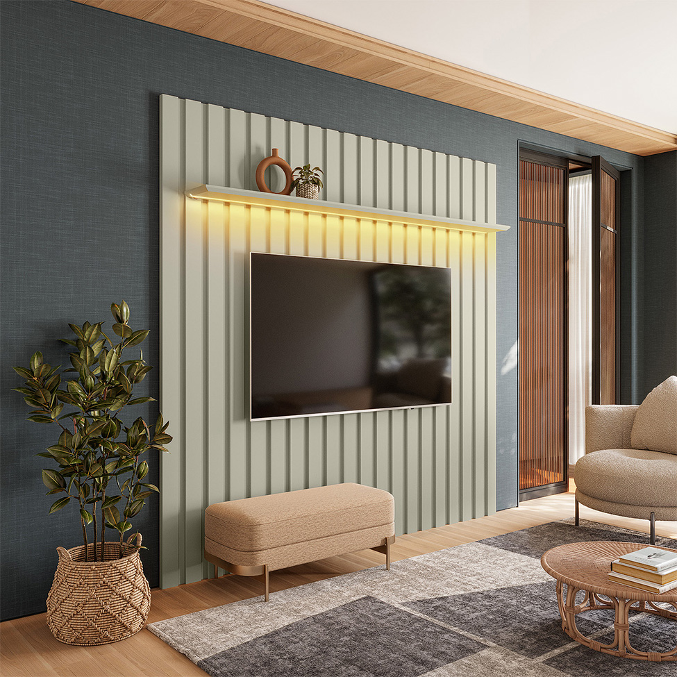 Painel para TV até 70 polegadas Alanis com LED Off White