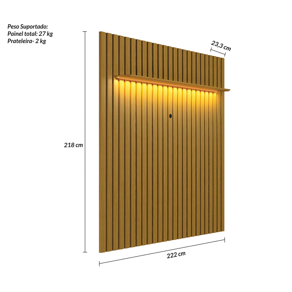 Painel para TV até 70 polegadas Cádis com LED Cedro