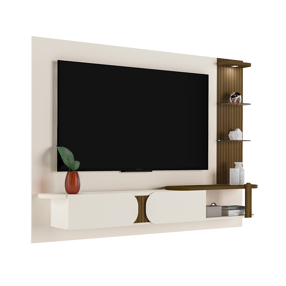 Painel para TV até 72 Polegadas Toronto Pinho e Off White