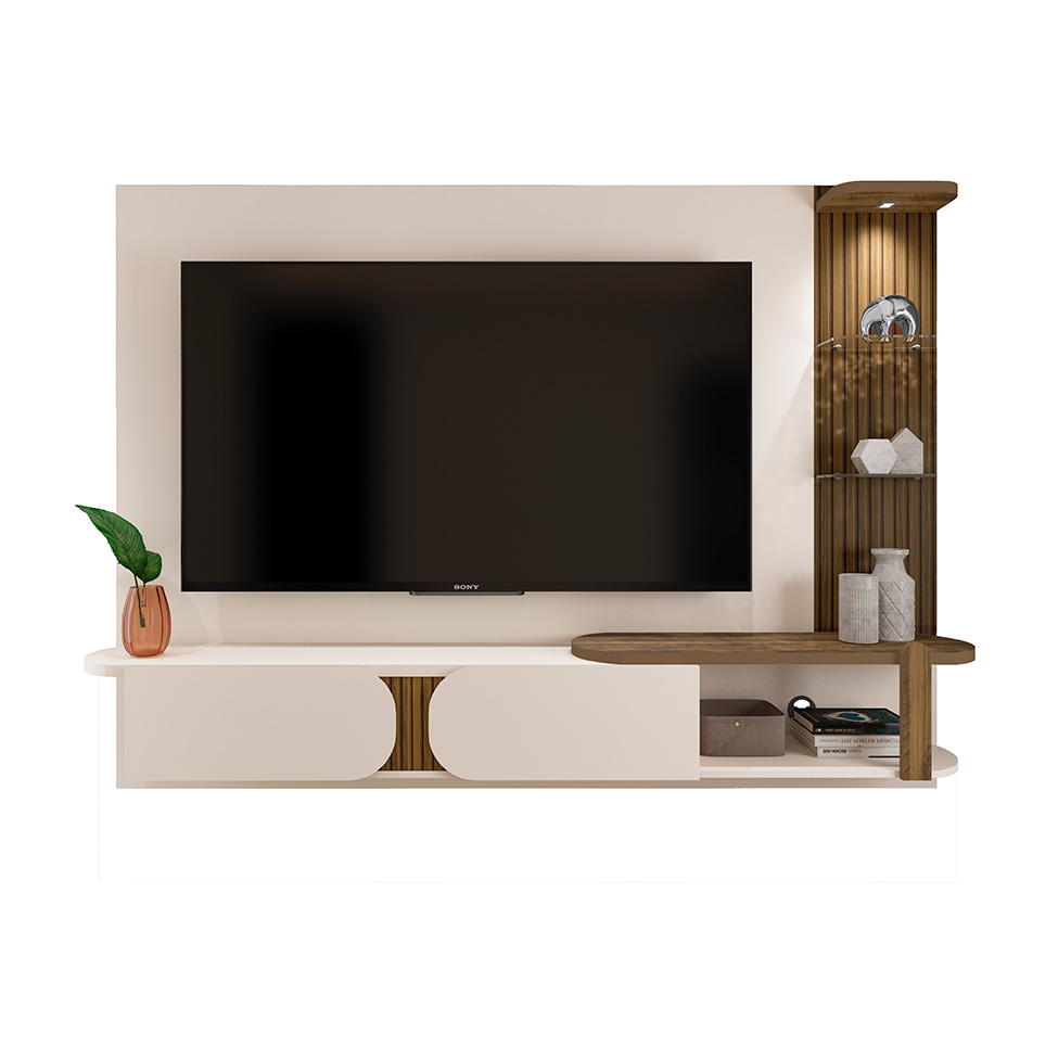 Painel para TV até 72 Polegadas Toronto Pinho e Off White