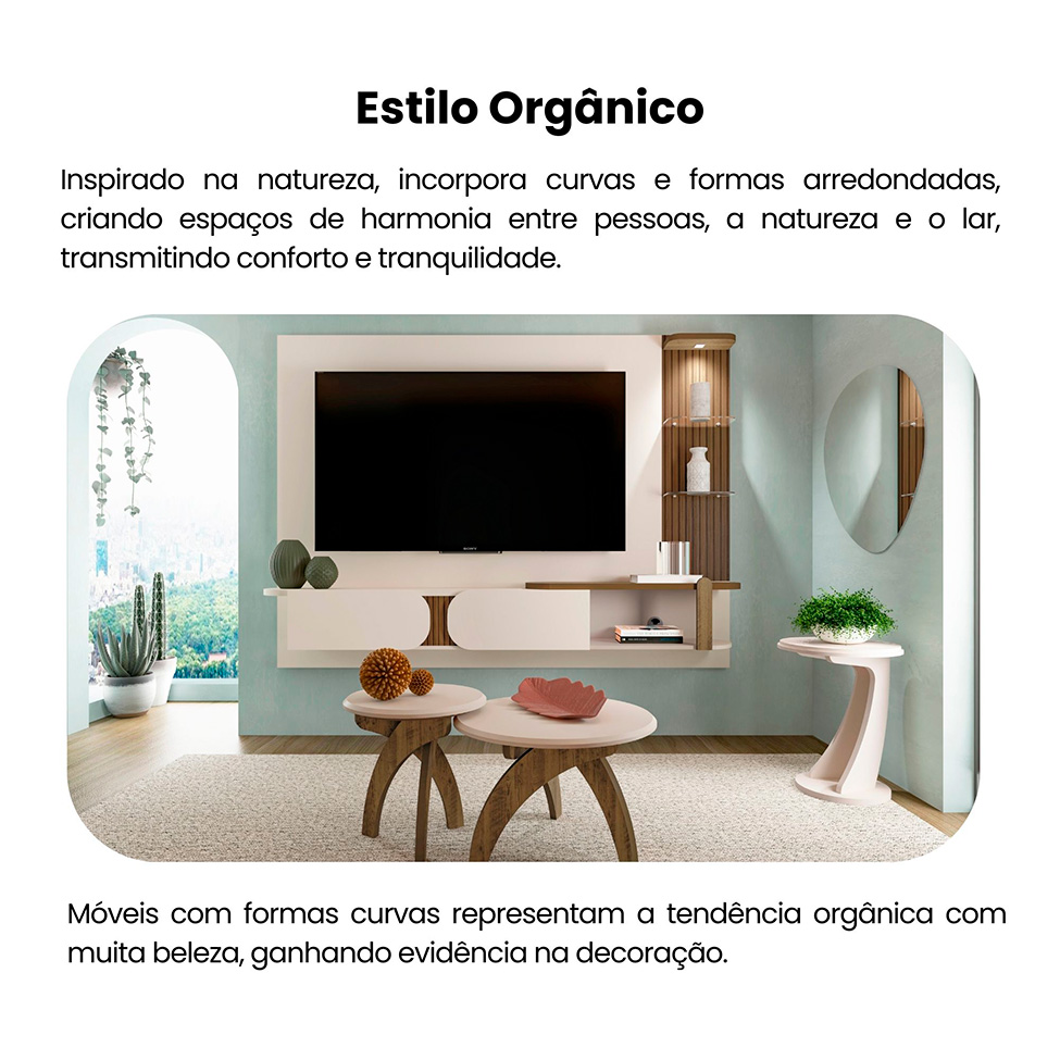 Painel para TV até 72 Polegadas Toronto Pinho e Off White