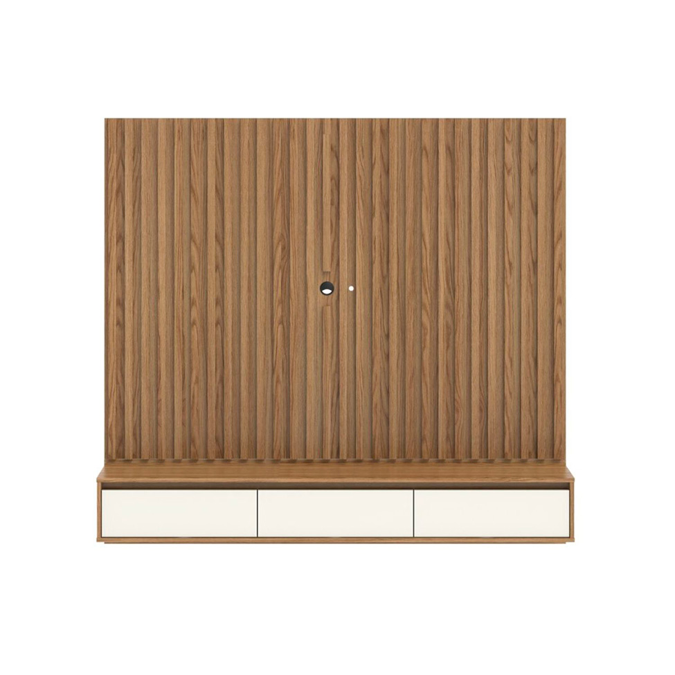 Painel para TV até 75 Polegadas Aden 3 PT Freijó e Off White 182 cm