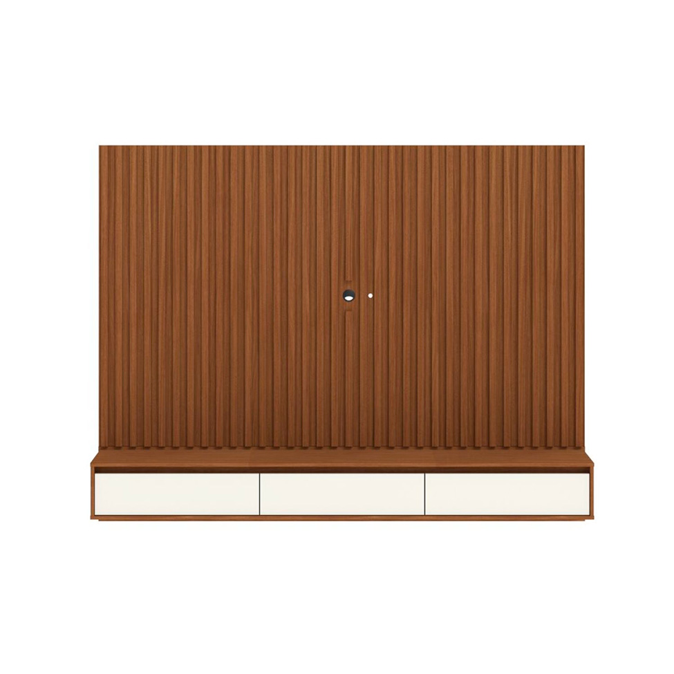 Painel para TV até 75 Polegadas Aden 3 PT Natural e Off White 217 cm