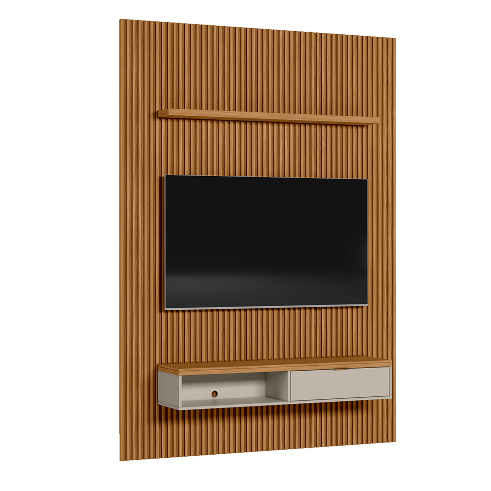 Painel para TV até 75 Polegadas Anne 1 PT Nature e Off White 180 cm