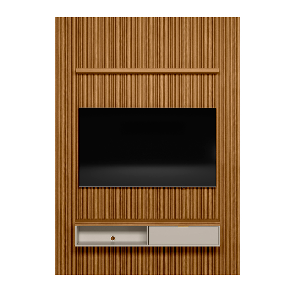 Painel para TV até 75 Polegadas Anne 1 PT Nature e Off White 180 cm