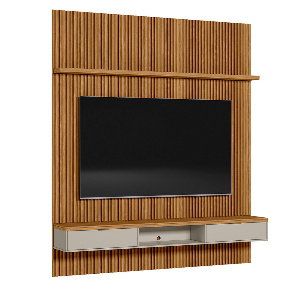 Painel para TV até 75 Polegadas Anne 2 PT Nature e Off White 220 cm