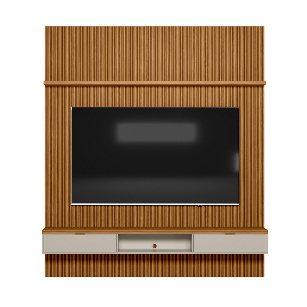 Painel para TV até 75 Polegadas Anne 2 PT Nature e Off White 220 cm