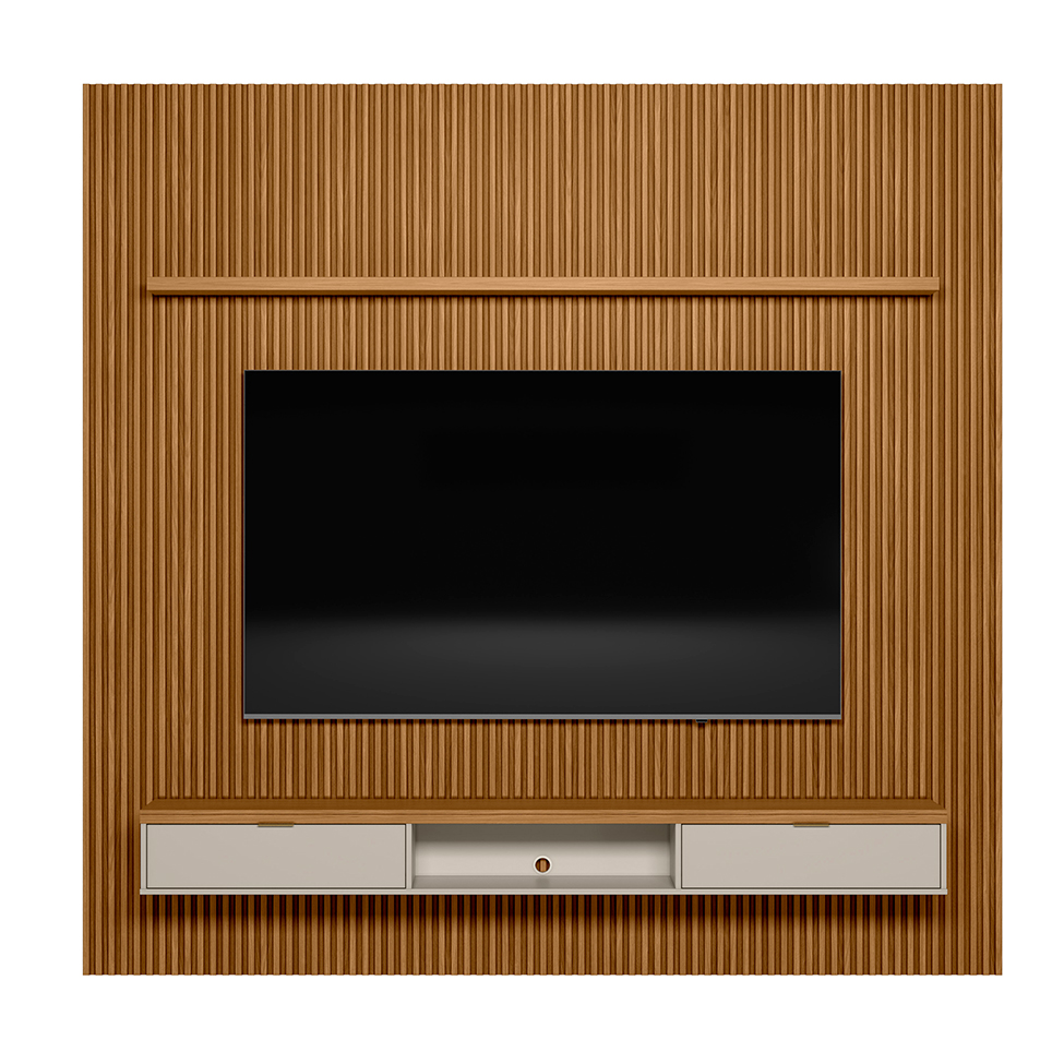 Painel para TV até 75 Polegadas Anne 2 PT Nature e Off White 260 cm
