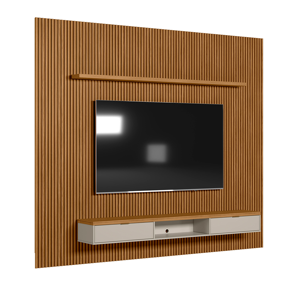 Painel para TV até 75 Polegadas Anne 2 PT Nature e Off White 300 cm
