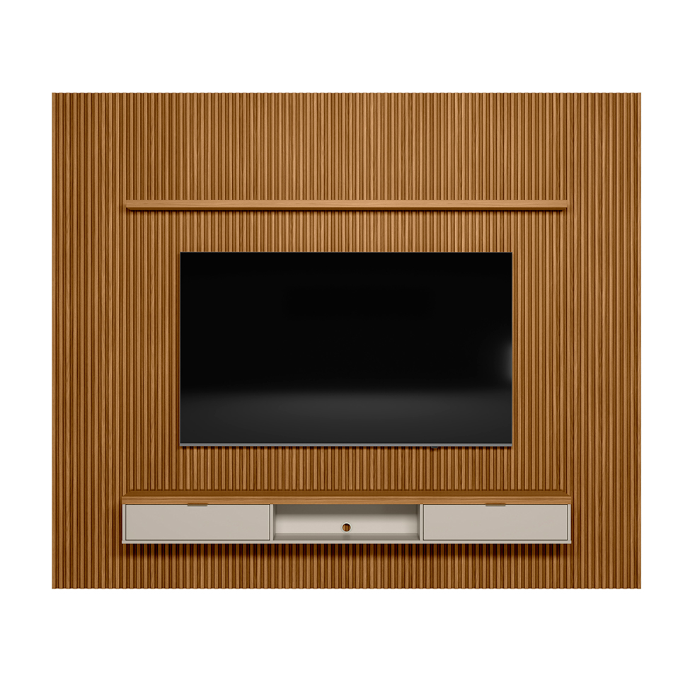 Painel para TV até 75 Polegadas Anne 2 PT Nature e Off White 300 cm