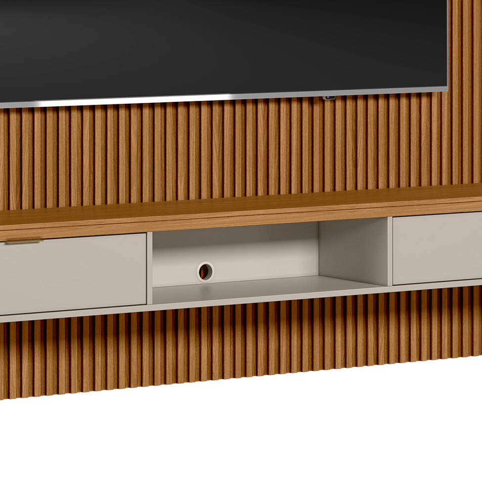 Painel para TV até 75 Polegadas Anne 2 PT Nature e Off White 300 cm