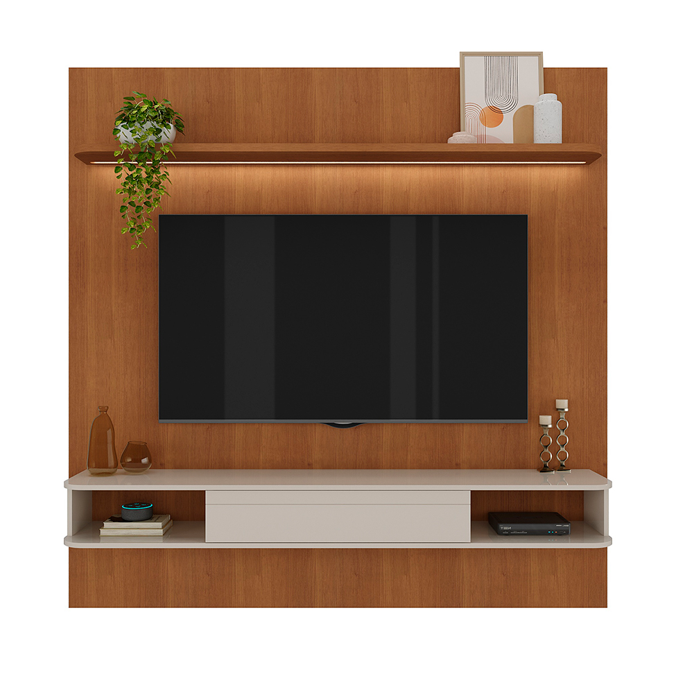 Painel para TV até 75 Polegadas Beluno com LED Cinamomo e Off White