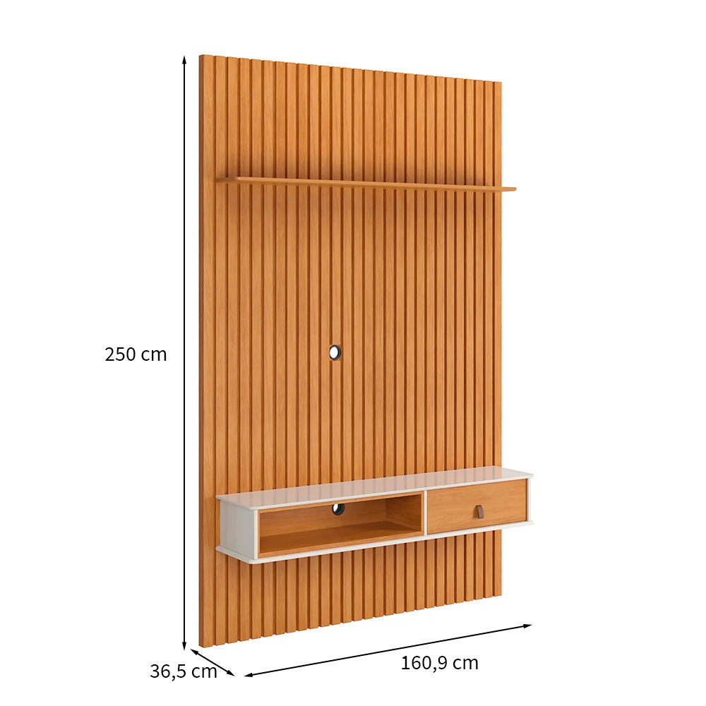 Painel para TV até 75 Polegadas Detroit Nature e Off White 250x161 cm