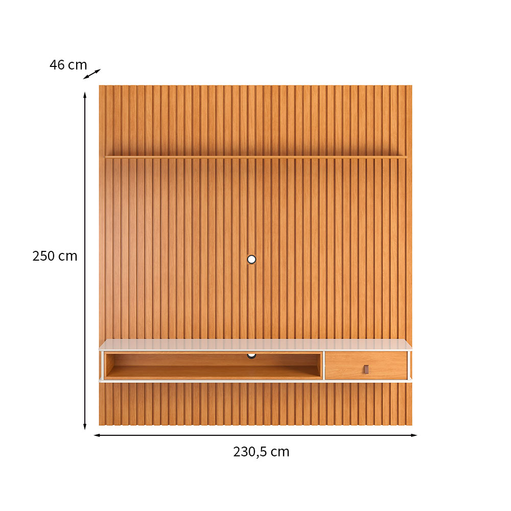 Painel para TV até 75 Polegadas Detroit Nature e Off White 250x230 cm