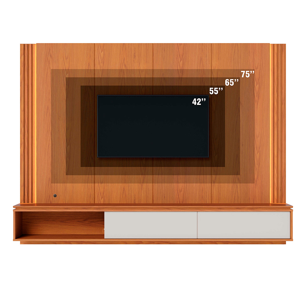 Painel para TV até 75 Polegadas Loa com LED 2 Portas Freijó e Off White