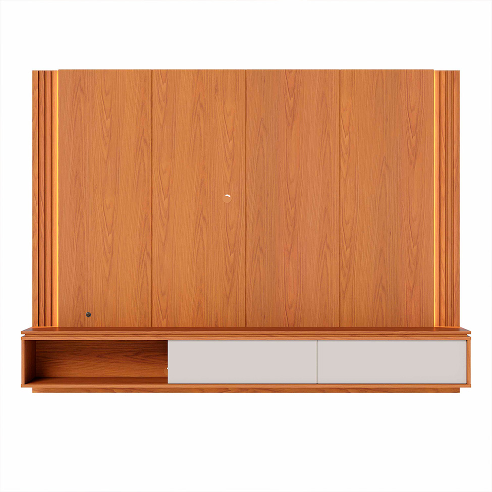 Painel para TV até 75 Polegadas Loa com LED 2 Portas Freijó e Off White