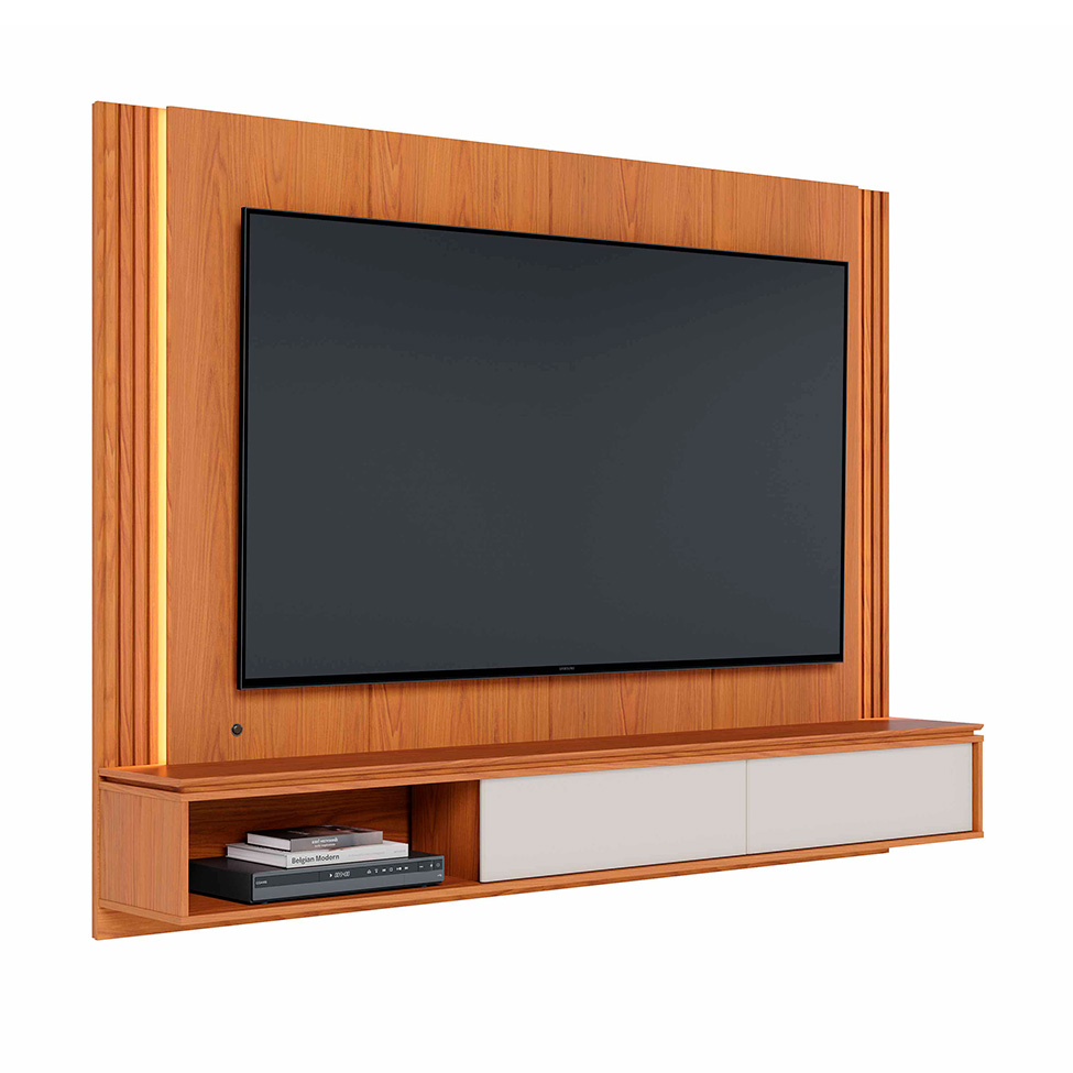 Painel para TV até 75 Polegadas Loa com LED 2 Portas Freijó e Off White