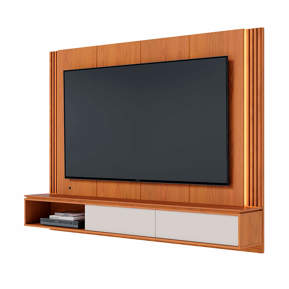 Painel para TV até 75 Polegadas Loa com LED 2 Portas Freijó e Off White