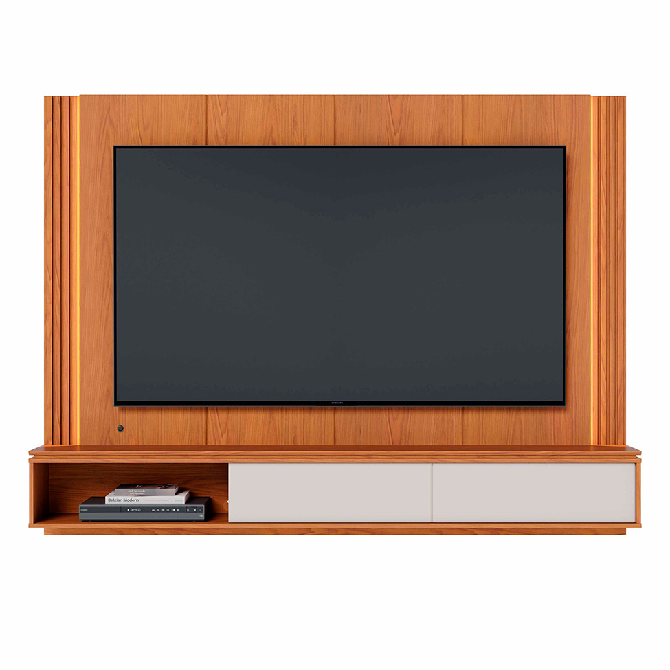 Painel para TV até 75 Polegadas Loa com LED 2 Portas Freijó e Off White